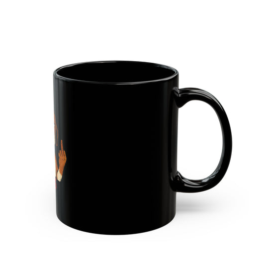 Beagle Giving the Middle Finger Black Mug — Funny Sarcastic Dog Coffee Cup (11oz & 15oz)
