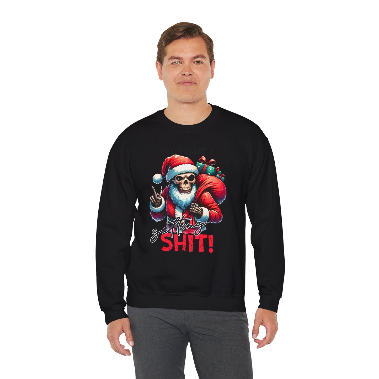 Skull Santa Crewneck Sweatshirt - 'GFYS' Funny Dark Christmas Pullover