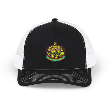 Embroidered Trucker Cap — Vintage Floral Crest Snapback