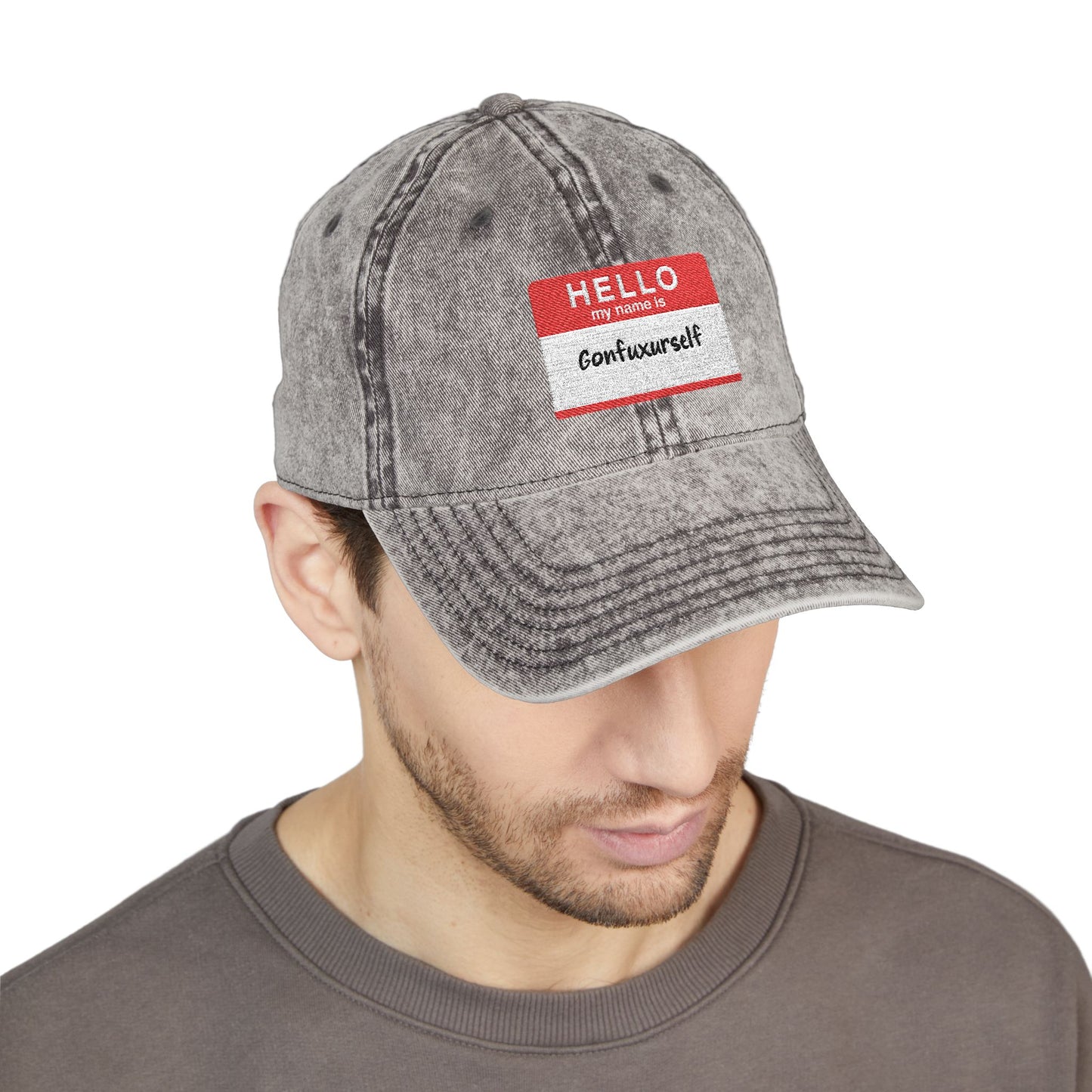 Vintage Embroidered 'Hello, My Name is' Distressed Cap