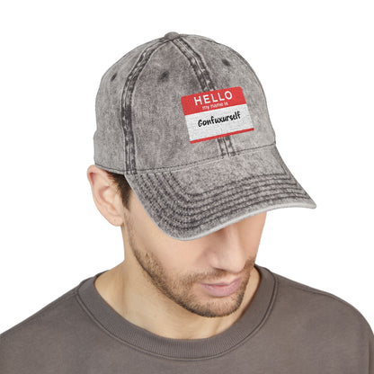 Vintage Embroidered 'Hello, My Name is' Distressed Cap