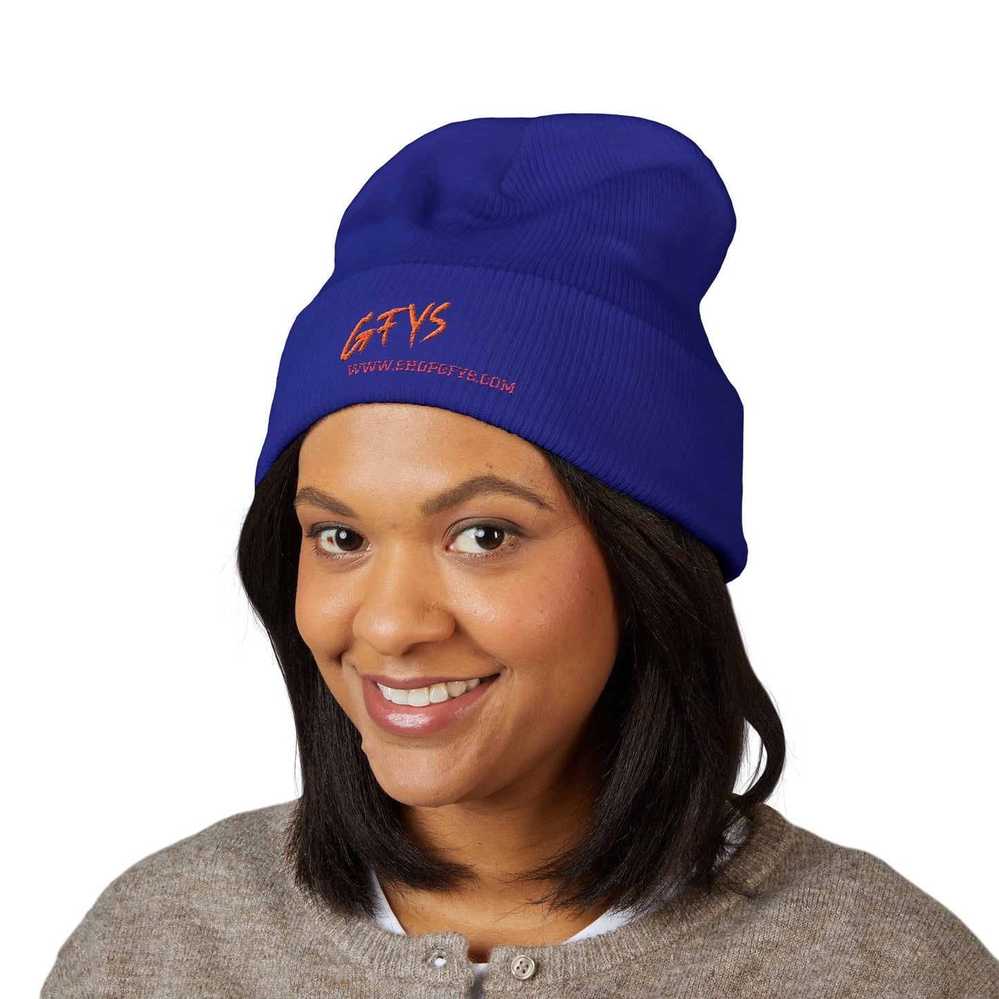 GFYS Embroidered Cuffed Beanie – Cozy Winter Hat with Bold Script