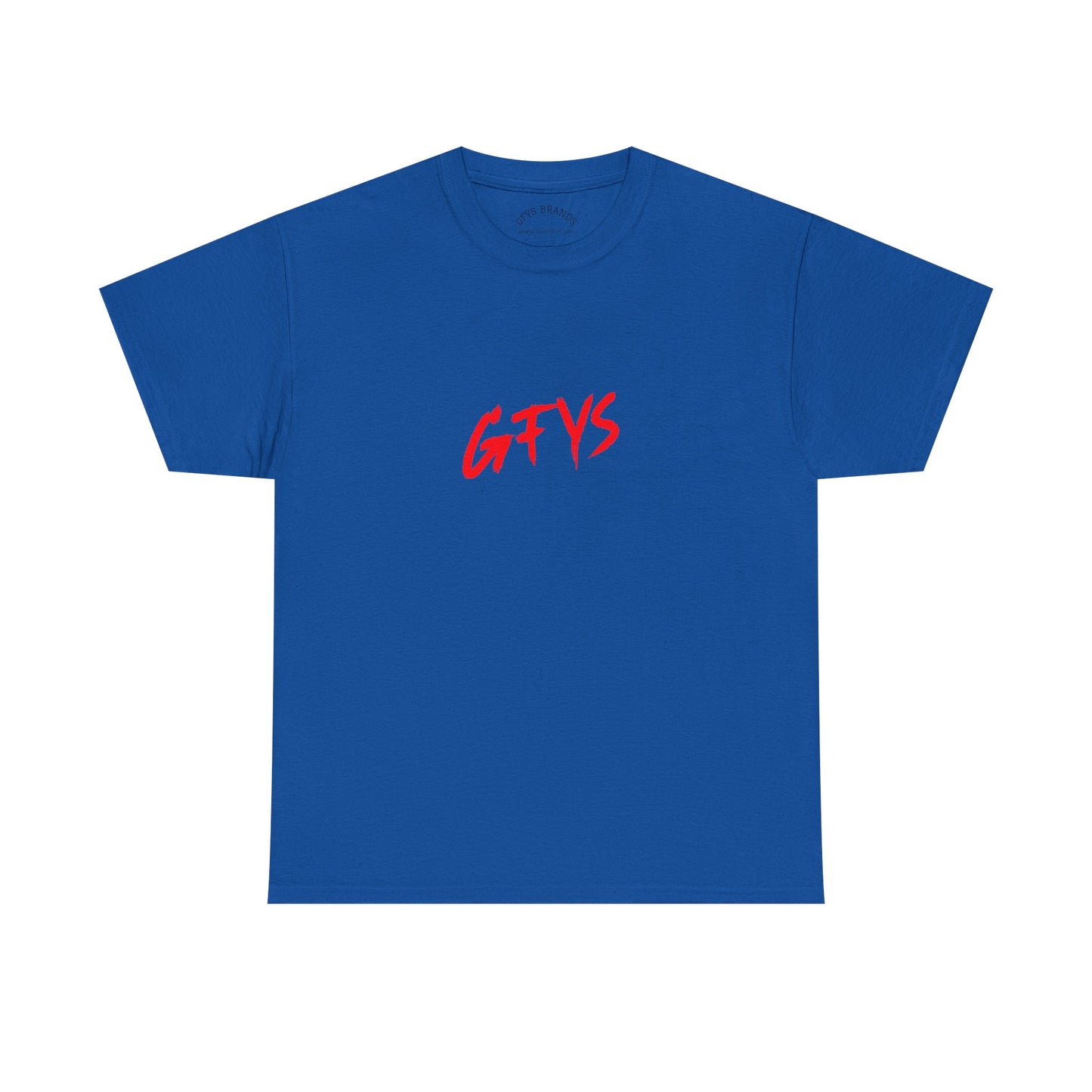 G-FYS Graphic Tee — 'Hookers & Is All I Want' Bold Red Logo Blue T-Shirt