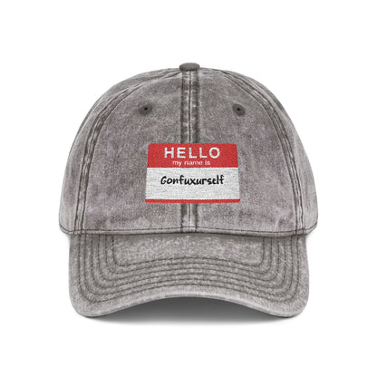 Vintage Embroidered 'Hello, My Name is' Distressed Cap