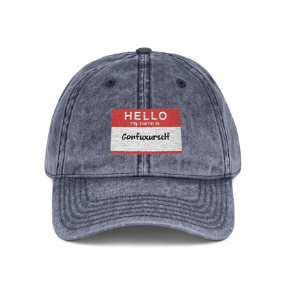Vintage Embroidered 'Hello, My Name is' Distressed Cap