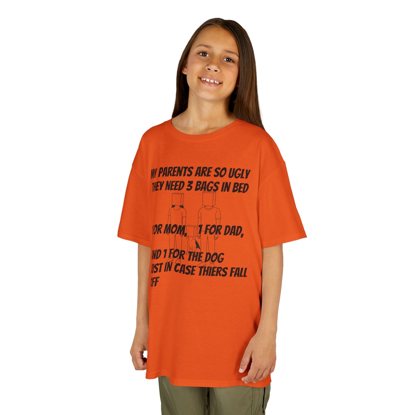 Kids Tee — Funny 'My Parents Are So Ugly They Need 3 Bags in Bed' Graphic Shirt