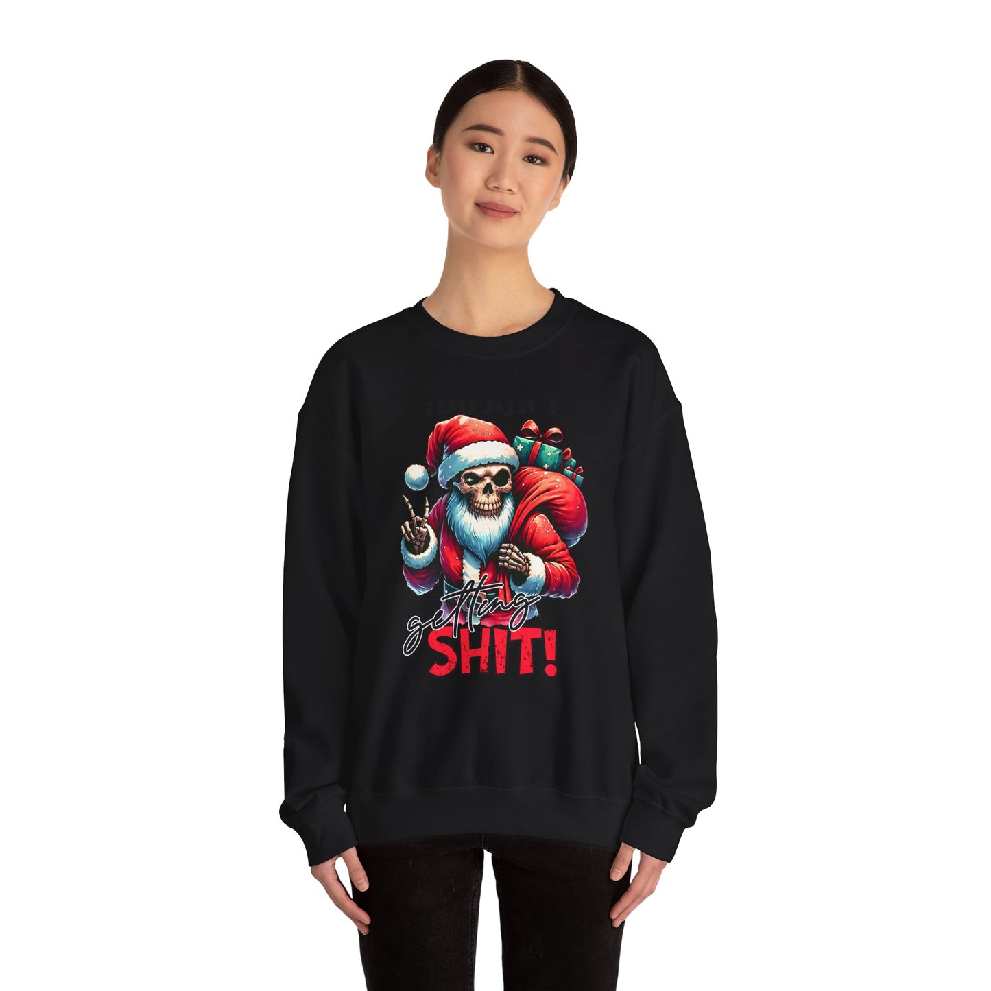 Skull Santa Crewneck Sweatshirt - 'GFYS' Funny Dark Christmas Pullover