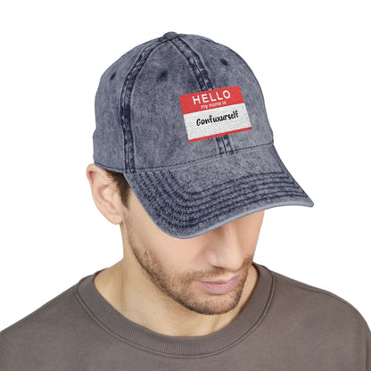 Vintage Embroidered 'Hello, My Name is' Distressed Cap