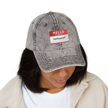 Vintage Embroidered 'Hello, My Name is' Distressed Cap