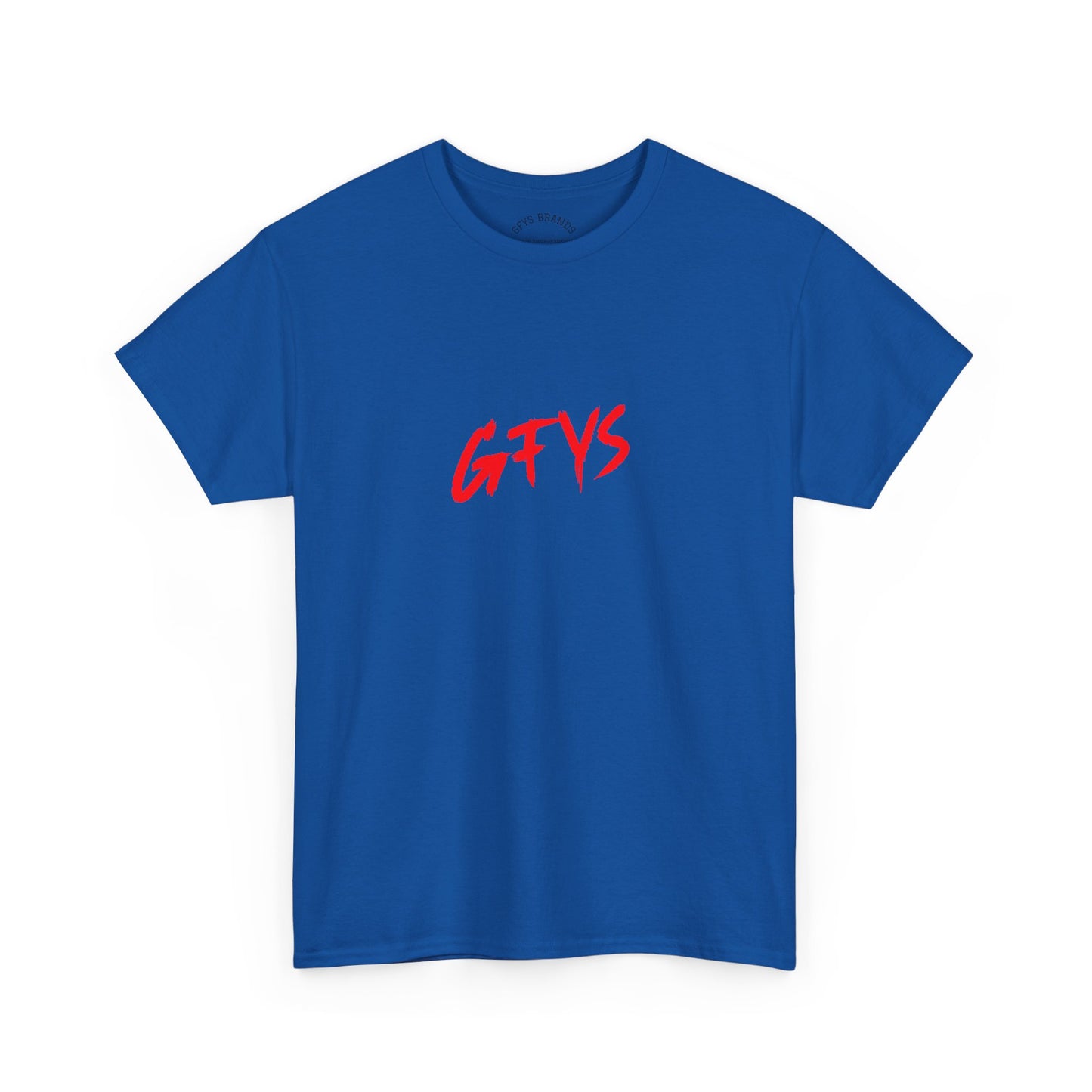 G-FYS Graphic Tee — 'Hookers & Is All I Want' Bold Red Logo Blue T-Shirt
