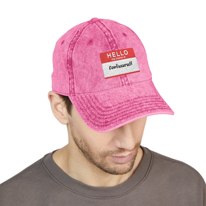 Vintage Embroidered 'Hello, My Name is' Distressed Cap