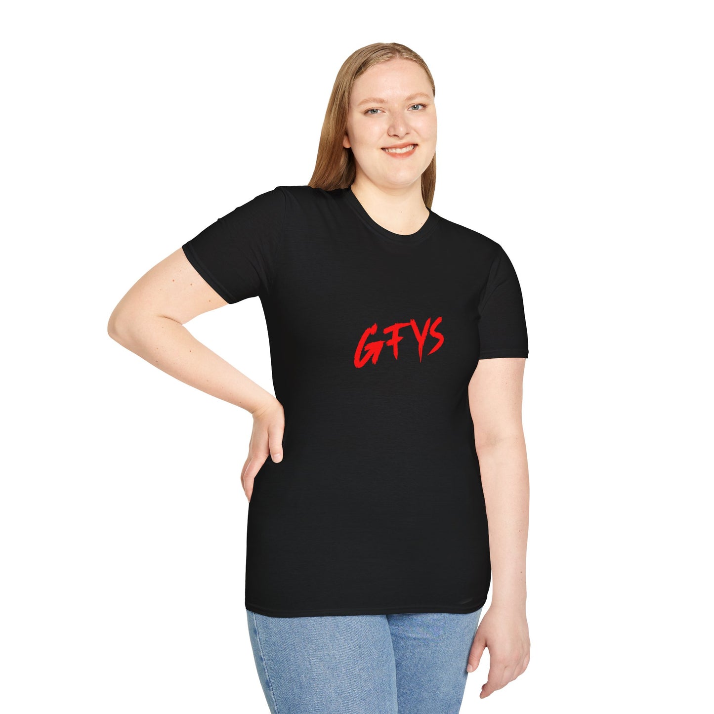 T-Shirt — GFYS Front / “Man’s Greatest Lie to Women That This is 6 Inches” Graphic Back