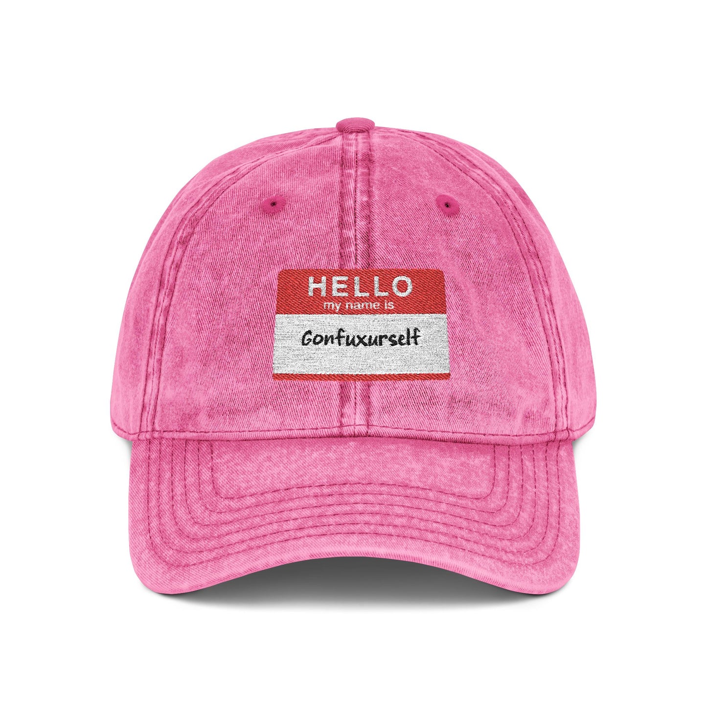 Vintage Embroidered 'Hello, My Name is' Distressed Cap