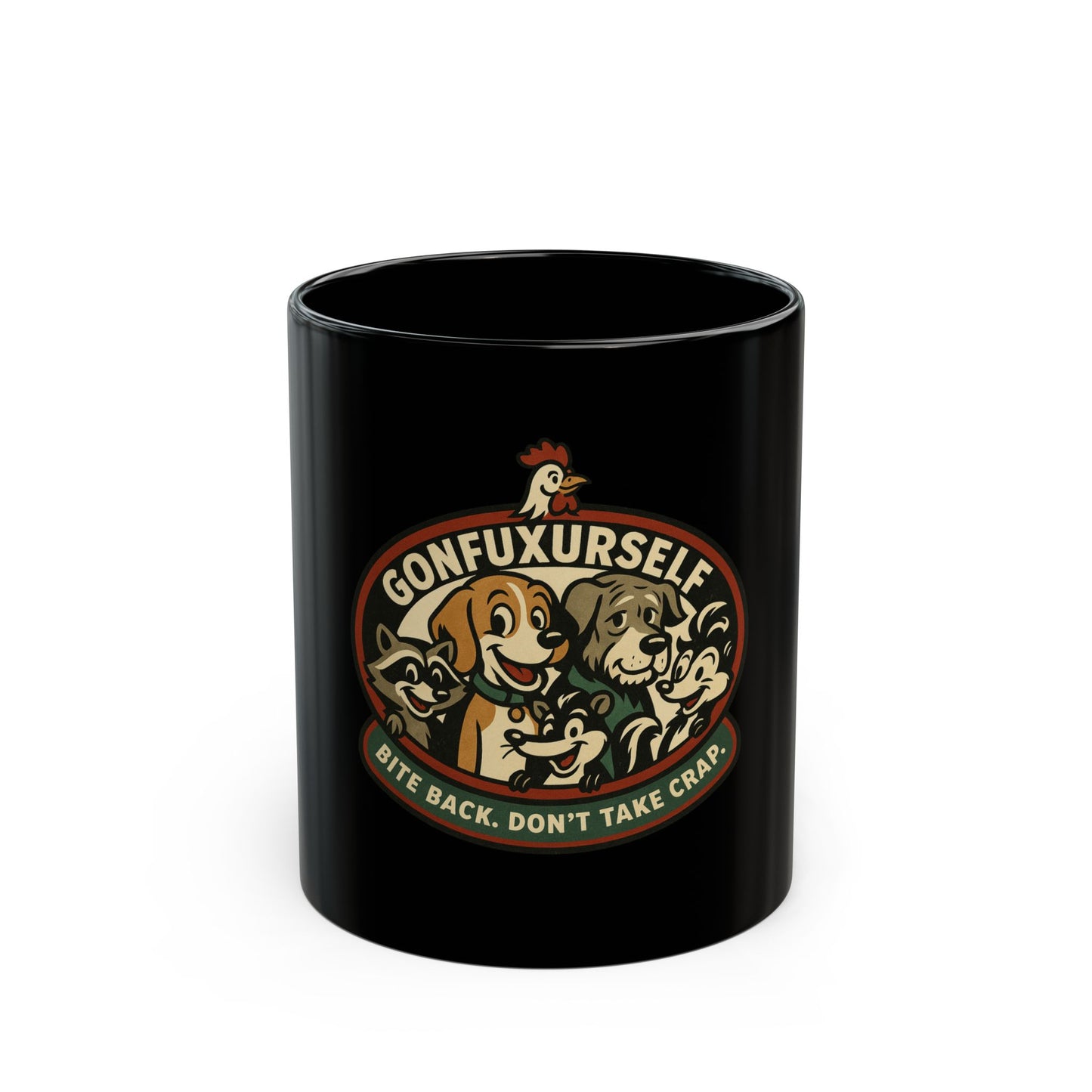 Black Mug — "Gonfuxurself" Dog Pack Coffee Mug (Bite Back, Don’t Take Crap)